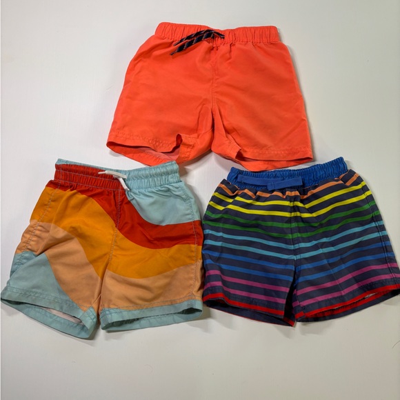 Old Navy Other - Old Navy Boys Swim Trunks Lot 2T set of 3 Colorful Striped & Solid Board Shorts